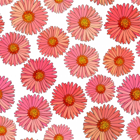 Seamless background of abstract pink aster on white. のイラスト素材