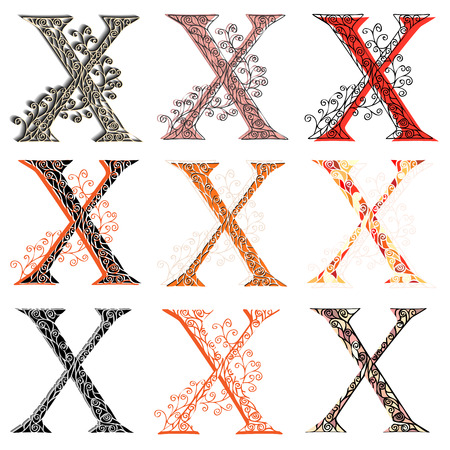 Set of variations fishnet (lace) capital letter X.のイラスト素材