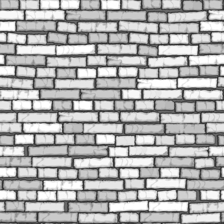 Seamless background of cartoon white old ( with crack) brick wall.のイラスト素材