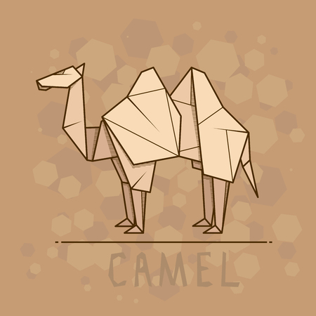 Vector simple illustration paper origami of camel.のイラスト素材