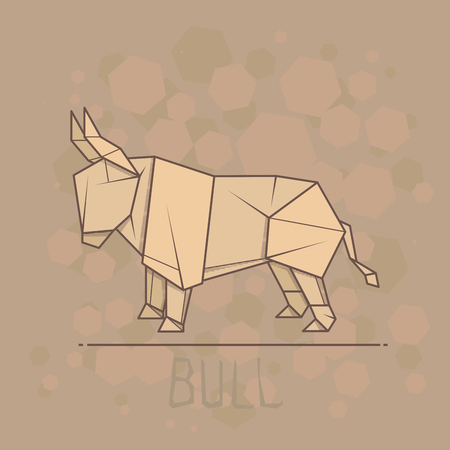 Vector simple illustration paper origami of bull.のイラスト素材