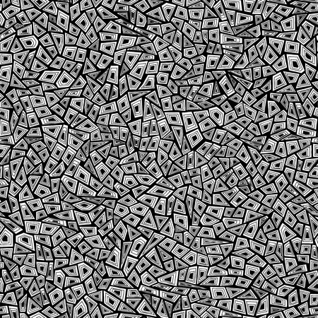 Abstract seamless vector pattern of monochrome mosaic polygons.のイラスト素材