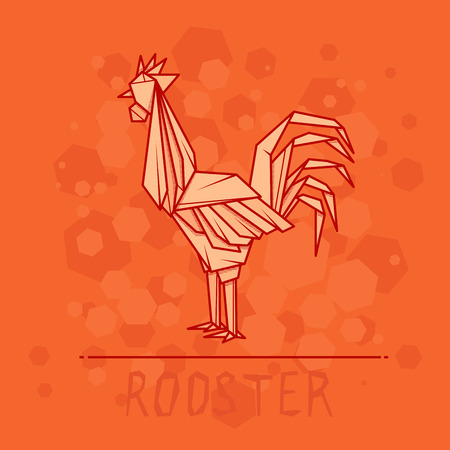 Vector simple illustration paper origami of rooster.のイラスト素材