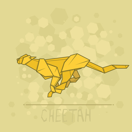Simple illustration paper origami of cheetah.のイラスト素材