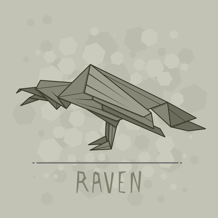 Simple paper origami of raven.のイラスト素材
