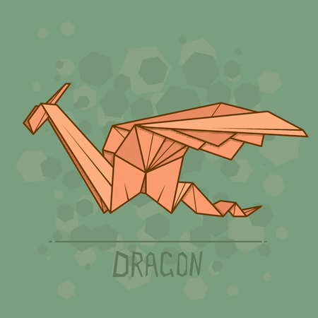 Vector simple illustration paper origami of dragon.のイラスト素材