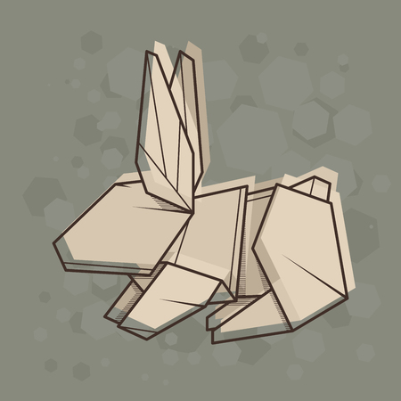 Vector abstract simple illustration drawing outline rabbit.のイラスト素材