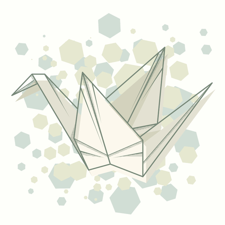 Vector abstract simple illustration drawing outline crane origami.のイラスト素材