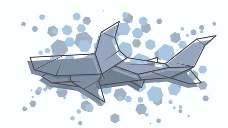 Vector abstract simple illustration drawing outline shark origami.のイラスト素材