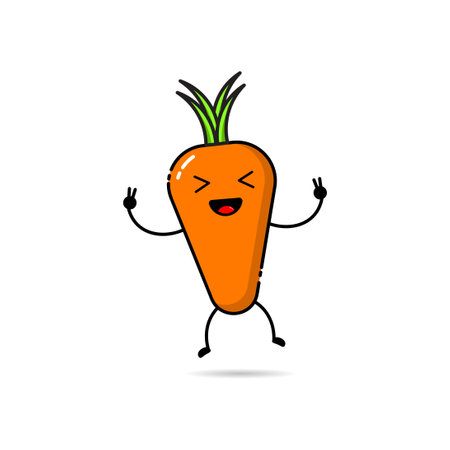 Carrot icon design with a cute, funny and adorable expressionのイラスト素材