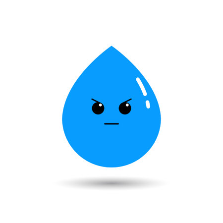 Blue water droplets with cute facial expressionsのイラスト素材