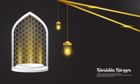 Ramadan podium design, suitable for the background of your Islamic-themed productsのイラスト素材