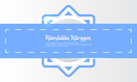 Ramadan design with paper cut style, white and blue, suitable for complementary Islamic themesのイラスト素材