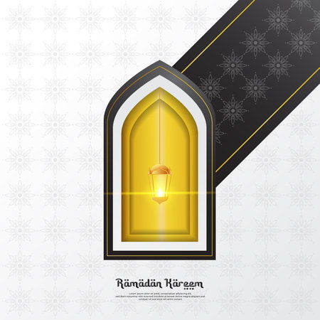 Ramadan background design with lantern elements, suitable for backgrounds, posters, promos, covers, social media posts and othersのイラスト素材