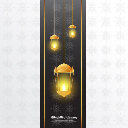 Ramadan background design with lantern elements, suitable for backgrounds, posters, promos, covers, social media posts and othersのイラスト素材