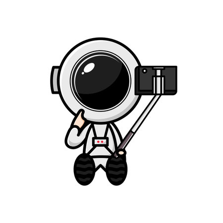 cute astronaut character on white backgroundのイラスト素材