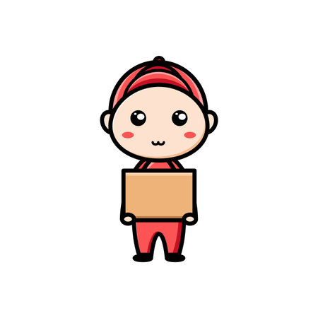 cute package courier character on white backgroundのイラスト素材