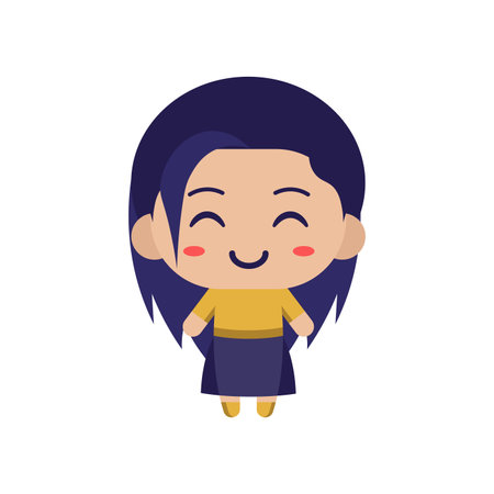 cute girl character on borwn backgroundのイラスト素材