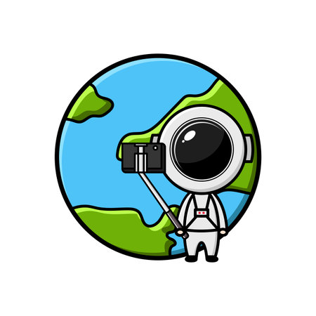 cute astronaut character on white backgroundのイラスト素材