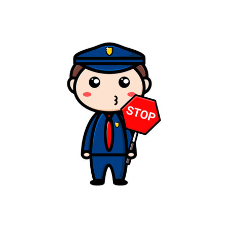 cute police character on white backgroundのイラスト素材