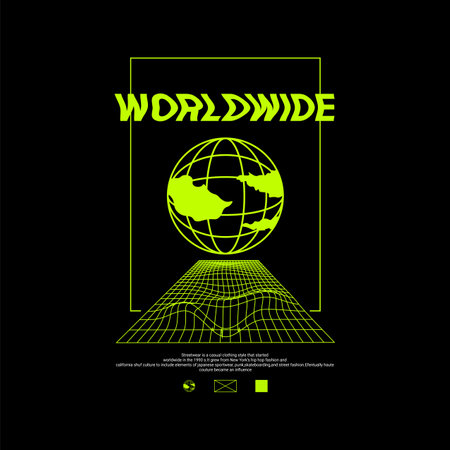 Worldwide writing design, suitable for screen printing t-shirts, clothes, jackets and othersのイラスト素材