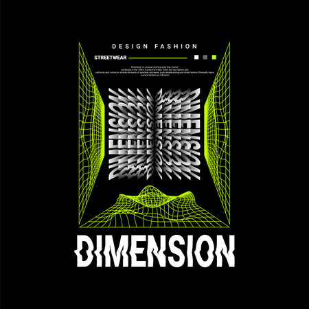 Dimension writing design, suitable for screen printing t-shirts, clothes, jackets and othersのイラスト素材