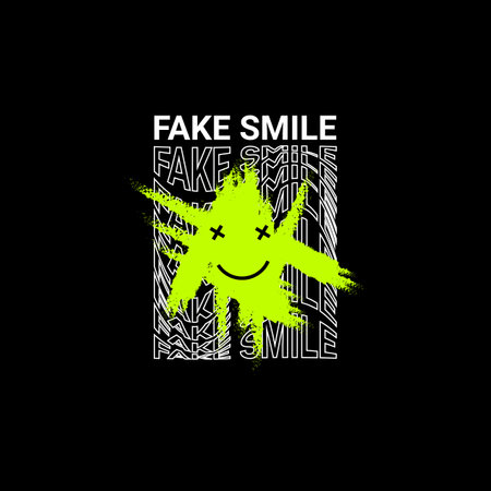 Fake smile design, suitable for screen printing t-shirts, clothes, jackets and othersのイラスト素材