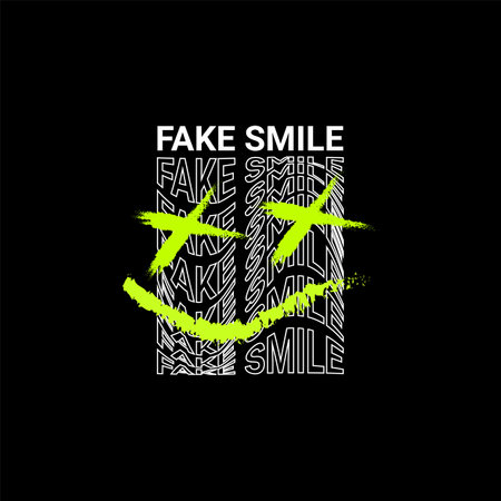 Fake smile design, suitable for screen printing t-shirts, clothes, jackets and othersのイラスト素材