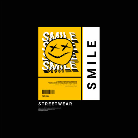 Smile writing design, suitable for screen printing t-shirts, clothes, jackets and othersのイラスト素材