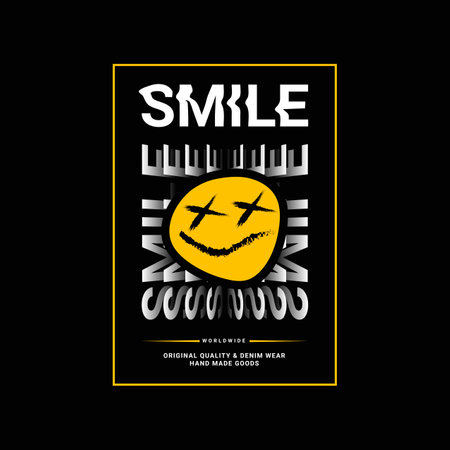 Smile writing design, suitable for screen printing t-shirts, clothes, jackets and othersのイラスト素材