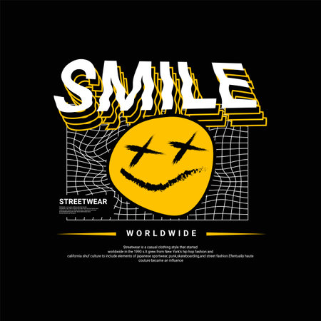 Smile writing design, suitable for screen printing t-shirts, clothes, jackets and othersのイラスト素材