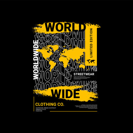 Worldwide writing design, suitable for screen printing t-shirts, clothes, jackets and othersのイラスト素材