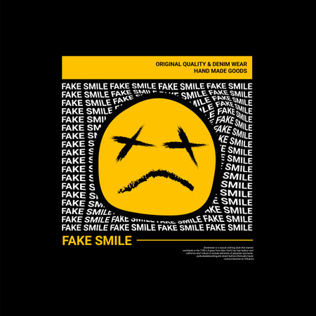 Fake smile design, suitable for screen printing t-shirts, clothes, jackets and othersのイラスト素材