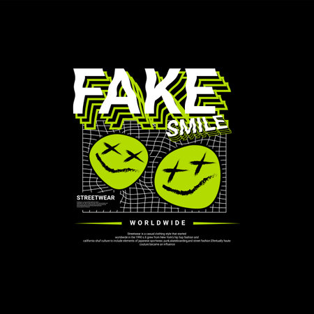 Fake smile design, suitable for screen printing t-shirts, clothes, jackets and othersのイラスト素材