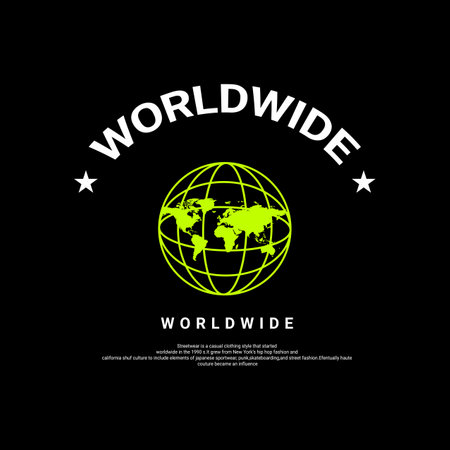 Worldwide writing design, suitable for screen printing t-shirts, clothes, jackets and othersのイラスト素材