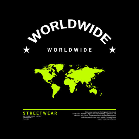 Worldwide writing design, suitable for screen printing t-shirts, clothes, jackets and othersのイラスト素材