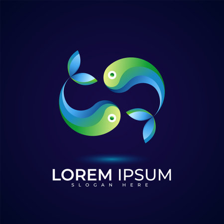 a pair of fish logo with beautiful gradient colorsのイラスト素材