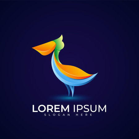 pelican logo with gradient colorのイラスト素材