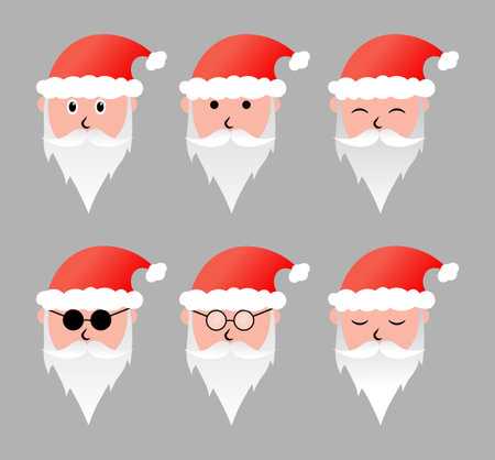 Santa Claus character set to complement the Christmas elementsのイラスト素材