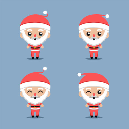 Santa Claus character set to complement the Christmas elementsのイラスト素材