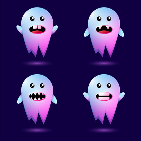 ghost character set for complete halloween designのイラスト素材