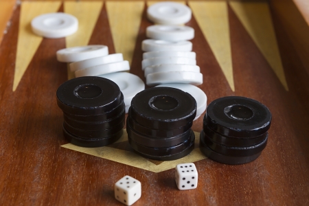 Backgammon table and dice 
