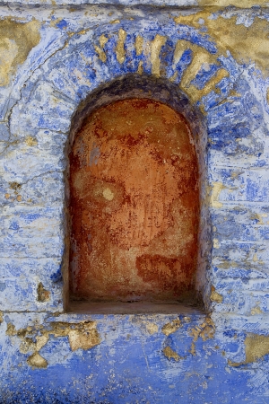  Archway in a brick colorfull stone wall at Hilandar Monastery on the southwest side of the peninsula of Mount Athos in Greece の写真素材