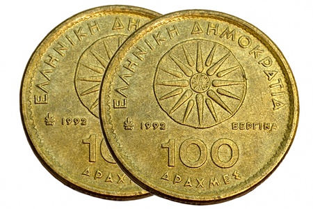  Old Greek coin 100 drachmas の写真素材