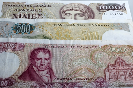  Old greek drachma cash notes の写真素材