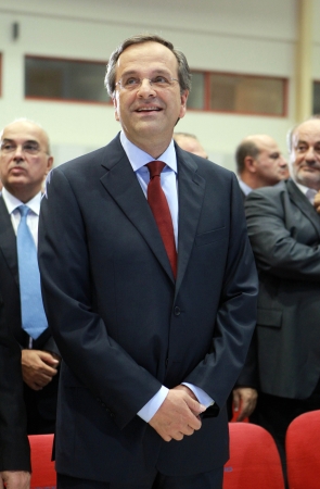 THESSALONIKI,GREECE - Sept 17, 2012: Leader of New Democracy Antonis Samaras during the 76th Thessaloniki International Fair (TIF), in Thessaloniki のeditorial素材