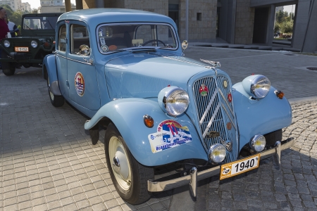 THESSALONIKI,GREECE - OCT 7, 2012: Citroen traction avant 11BL1954 at classic car rally event. Around 20 old beauties made their way from Thessaloniki to Ouranoupolisのeditorial素材