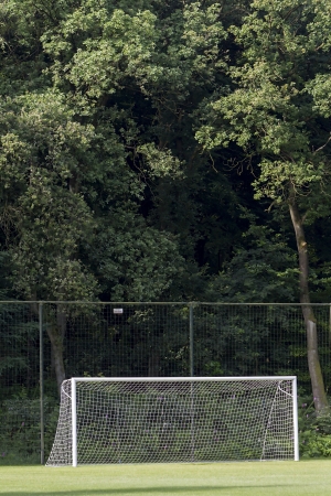 football goal on grassの写真素材