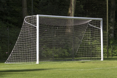 football goal on grassの写真素材