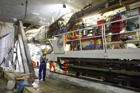 THESSALONIKI, GREECE - AUG 2, 2010: Works for the construction of metro in the center of town のeditorial素材